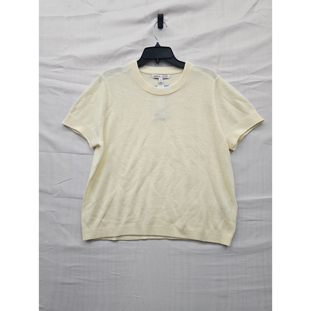 Edited x Hunter McGrady Womens Short Sleeve Knit‎ Sweater Yellow 7ER8031 L NWT